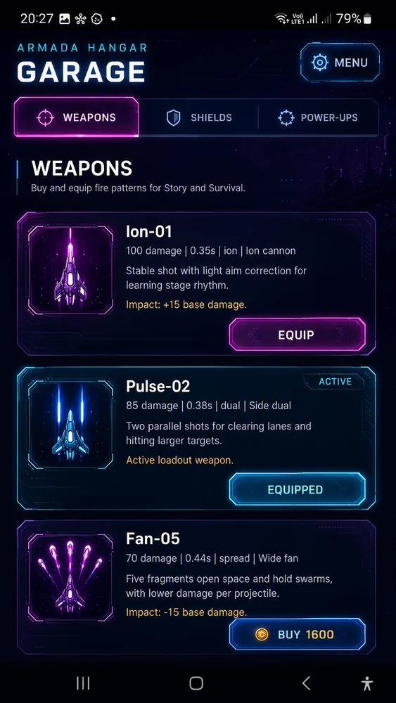Garage e equipamentos — Neon Armada