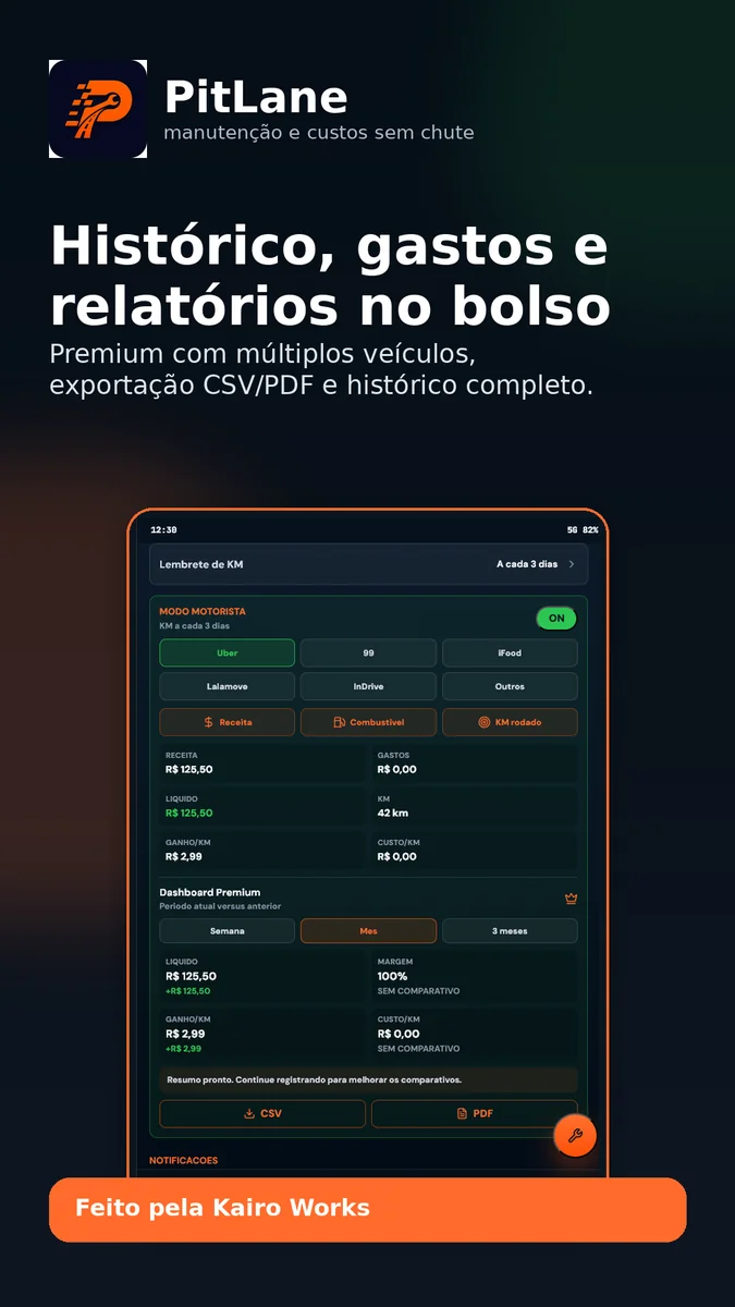 Relatórios premium — PitLane