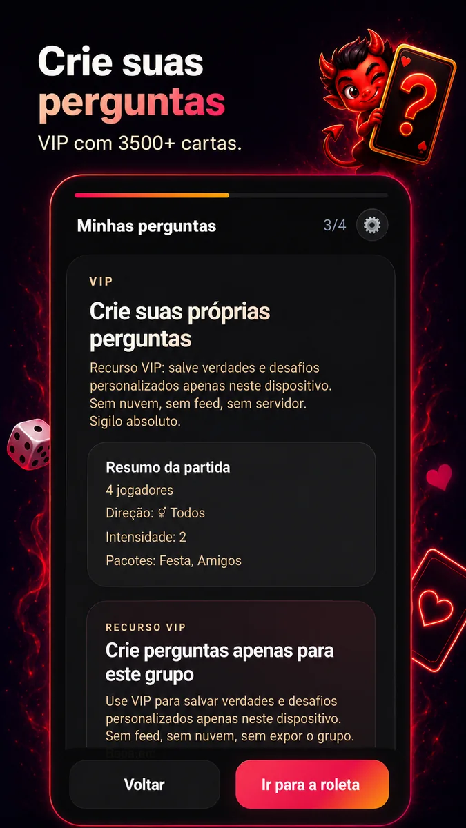Perguntas personalizadas — Verdade ou Desafio